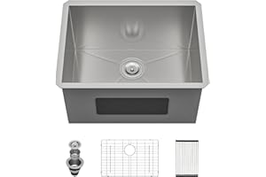 Lordear 21 Laundry Sink Stainless Steel 21" x 18" x 12" Kitchen Sink Undermount Utility Sink Single Bowl 16 Gauge Stainless Steel Deep Laundry Room Sink