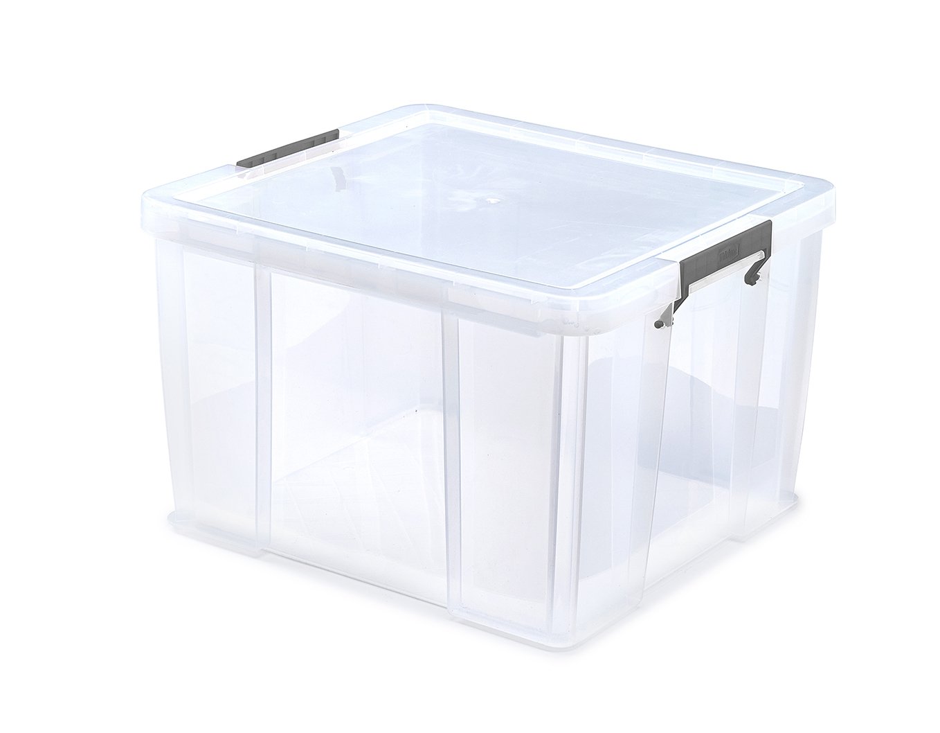 Whitefurze Allstore Container with Silver Clamp, Plastic, Natural, 48 Litre