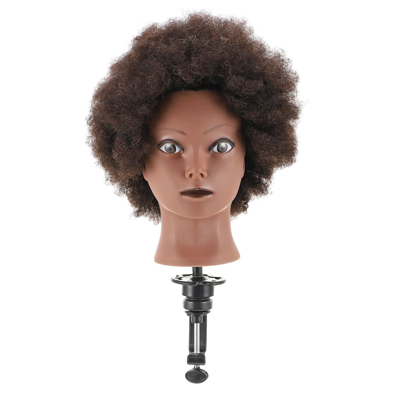 1pc Real Hair Head Model Short Hair Mannequin Afro Training Head Mannequin Human Hair Face Makeup Practice Head Wig Head Manikin Head Training Manikin Head Wig Mannequin Head