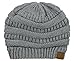 C.C Unisex Chunky Soft Stretch Cable Knit Warm Fuzzy Lined Skully Beanie, Light Melange Gray