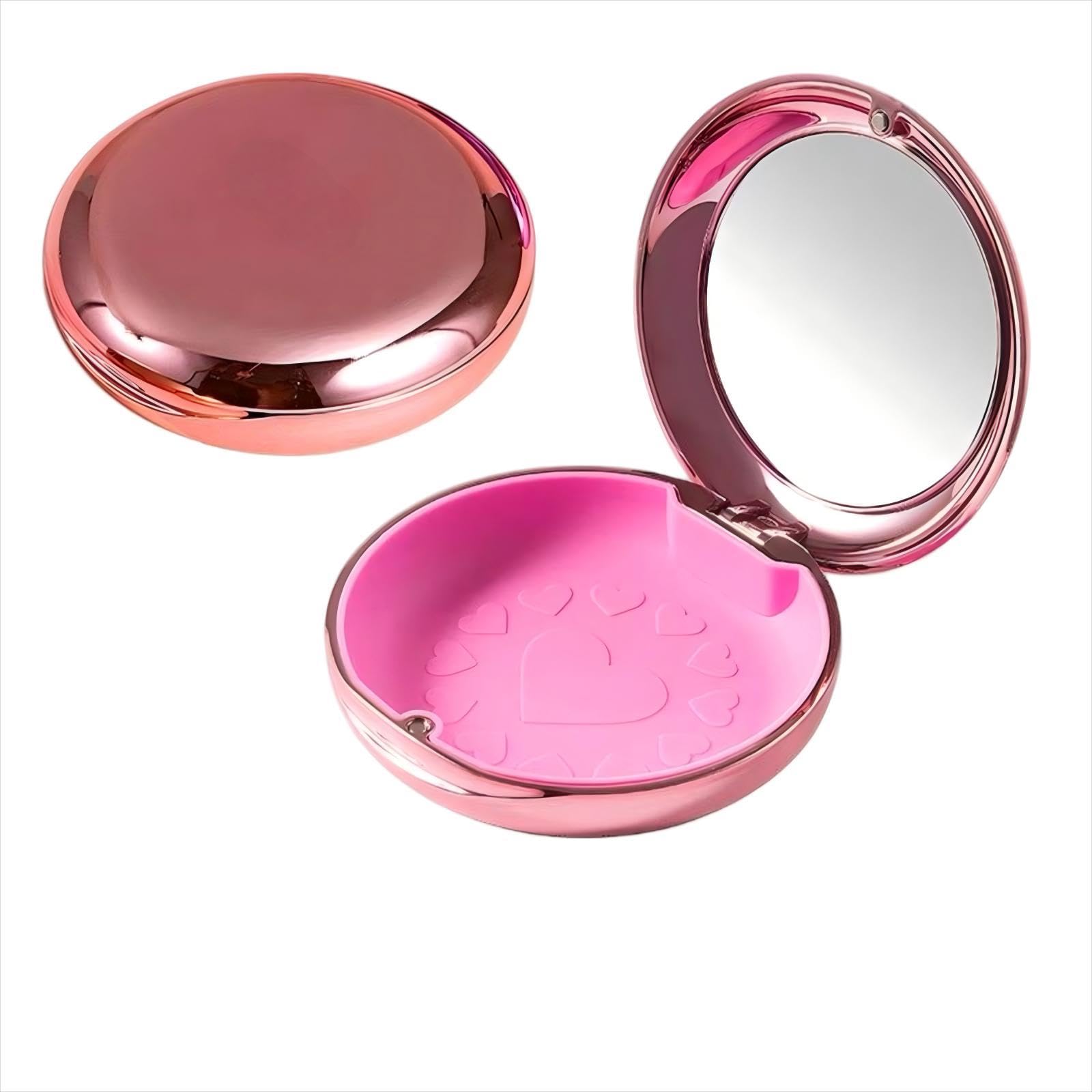 DIDATOOL Electroplated Denture Case with Mirror, Portable Retainer Case Compatible with Transparent Braces, Mouth Guard, Orthodontic Retainers, Braces Box Organize and Protect Oral Supplies