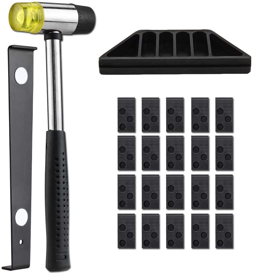 23Pcs Laminate Flooring Kit Laminate Floor Fitting Tools Laminate Wood Flooring Installation Kit with 20 Spacers, Tapping Block, Pull Bar and Mallet