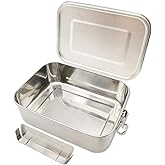 UPTRUST Leak Proof Stainless Steel Lunch Food Container, 1200ML/40oz Large Bento Boxes Metal Lunch Box for Kids or Adults - Lockable Clips Adjustable Divider included