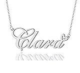 AOLO Clara Heart Name Necklace Silver Stainless