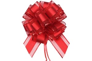 HSXJJ 6 Pcs Large Gift Bow,Pull Bows for Gift Wrapping,6 inches,Basket and Wedding Decoration,Holiday and Birthday Presents Wrapping Bows,Christmas Bows for Gift Wrapping(Red)