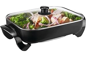 NOZAYA Large Capacity Nonstick Electric Skillet - Serves 4 to 6 People (16 inch)