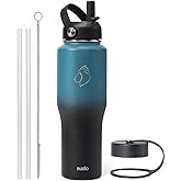 BUZIO 32oz Insulated Water Bottle Fits in Cup Holder, Stainless Steel Tumbler with Straw, Double Wall Metal Water Bottle for Hot Cold, BPA-Free Sweat-Proof Water Flask for Sports, Indigo Crush