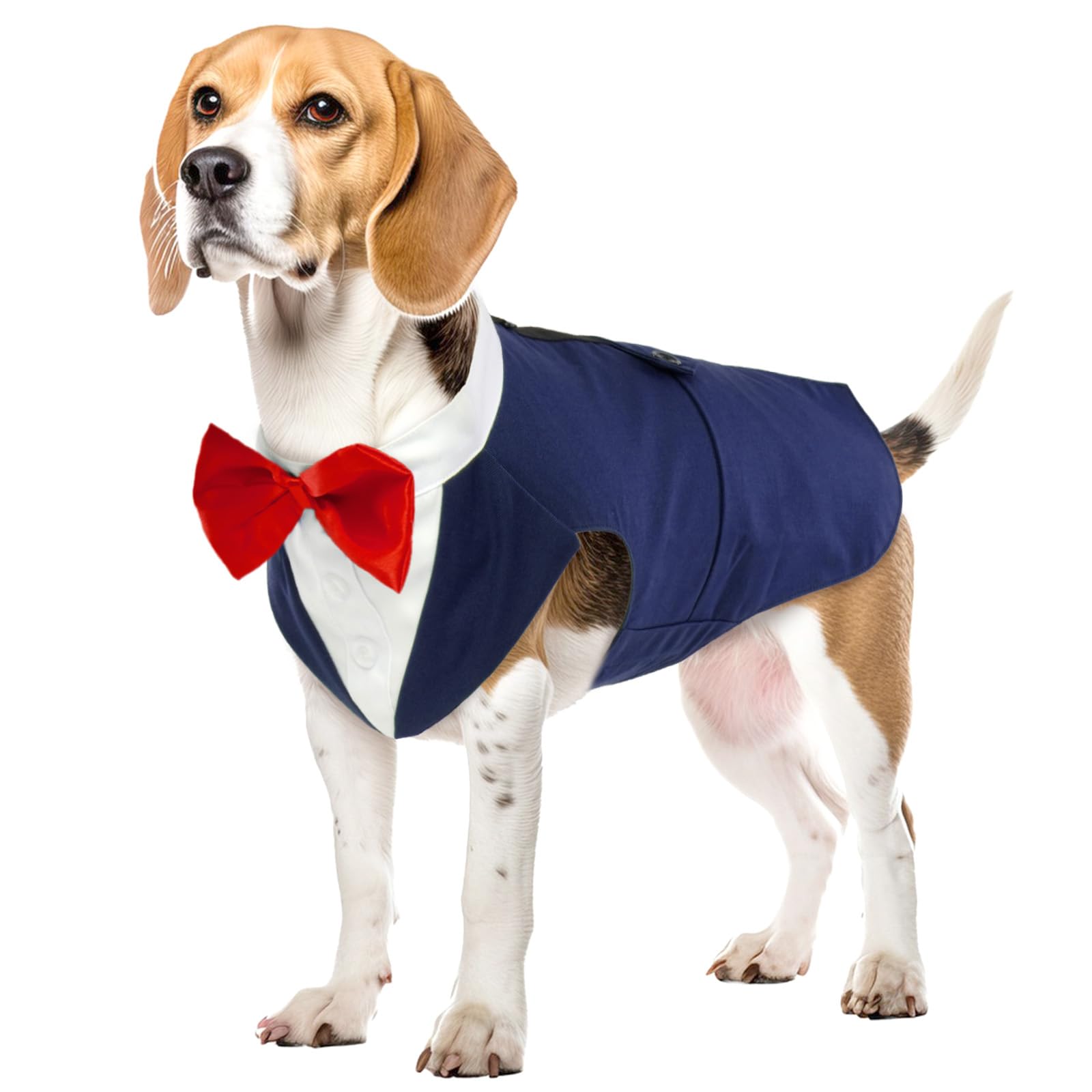 Dog Tuxedo, Dog Suit and Bandana Set Pet Clothes Formal Shirt Doggie Costume Outfit for Wedding Party Festival Halloween Christmas Birthday for Small Medium Large Dogs(Blue, L)