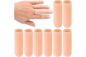 PAGOW 10pcs Gel Finger Support Protector Caps Gloves, Silicone Fingertips for Hands Cracking, Gel Finger Cots/Covers, Eczema Skin, Trigger Finger Arthritis Pain Relief