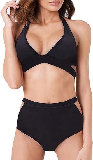 Amazon Hapcope レディース ホルターネック バンデージ ビキニセット ハイウエスト 水着 ビキニ セパレーツ 通販