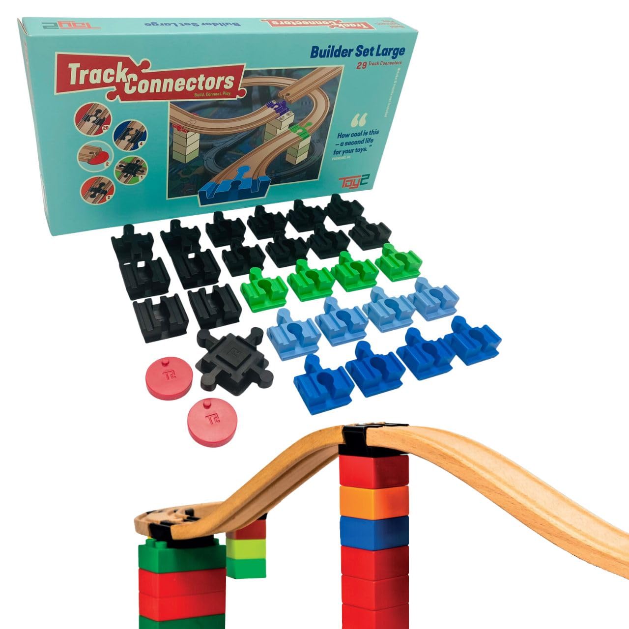 Builder Set Large | 29 Brio Duplo Connectors | Compatible with all brands