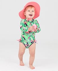 RuffleButts Flamingo Frenzy Long Sleeve One Piece