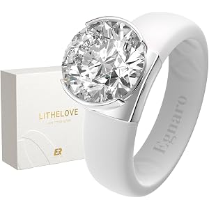 Egnaro Silicone Eternity Ring with Stone, Round Cut Cubic Zirconia For Her | 9A Grade Solitaire women’s Rubber Wedding Band i