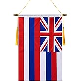 TMHTMH 18x12 Inch Hawaii Wall Banner Flag,Wooden Hanging Pole and Double Satin Finish,USA Hawaii Hanging Flag,for House Room,School Classroom, Club and Door
