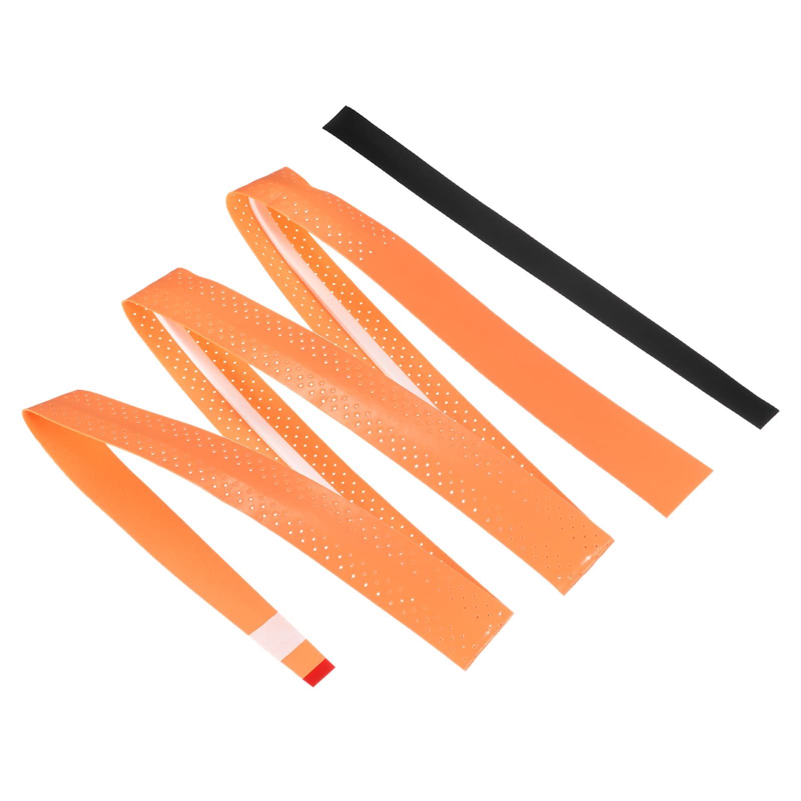 PATIKIL 43.3" Tennis Racket Grip Tape with Damping Ridges, 12 Pack Overgrip Perforated Absorbent Non-Slip for Badminton Fishing Rod, Orange