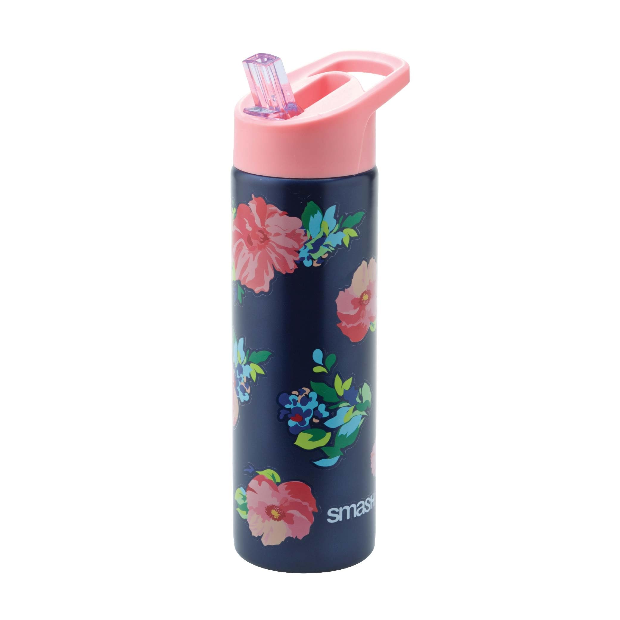 Smash Stainless Steel Water Bottle with Flip Top Lid and Straw - Rose 750ml — image 1