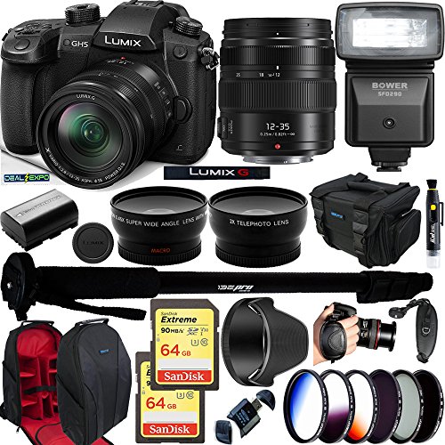 Panasonic-Lumix-DC-GH5-Mirrorless-Micro-Four-Thirds-Digital-Camera-with-Panasonic-Lumix-G-X-Vario-12-35mm-F28-II-Aspherical-Power-OIS-Lens-for-Micro-Four-Thirds-Expo-Premium-Accessories-Bundle