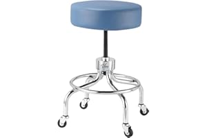 VivaComfort Blue Medical Stool, Adjustable Height Rolling Doctor Stool, 300 lbs. Weight Capacity