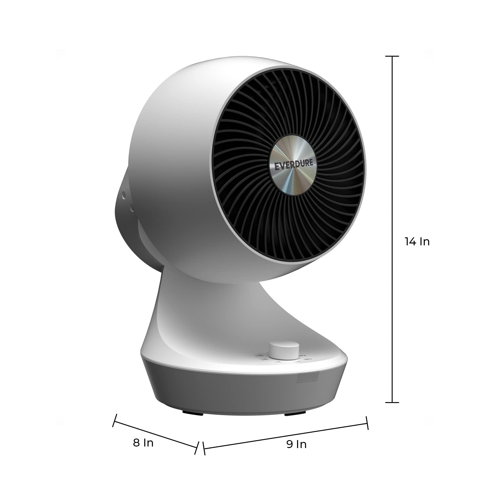 Everdure 9” Oscillating Desk or Table Fan, 3 Speed Settings, Targeted Airflow Control, Low Noise, Modern Design, Portable, Perfect Cooling Fan for Bedroom, Living Room, Home Office, White
