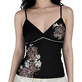 Cottagecore Summer Y2k V Neck Floral Tops Grunge Halter Tank Top 2000s Cute Backless Sleeveless Going Out Outfits