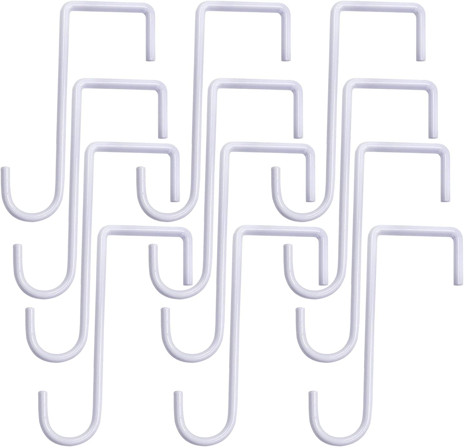 Outdoor Hanging Brackets - HiGift 12 Pack Vinyl Fence Hooks, 2 x 6 inch Patio Hangers Powder Coated Steel Fence Hangers for Hanging Plants, Planters, Bird Feeders, Lights, Pool Tools (White)