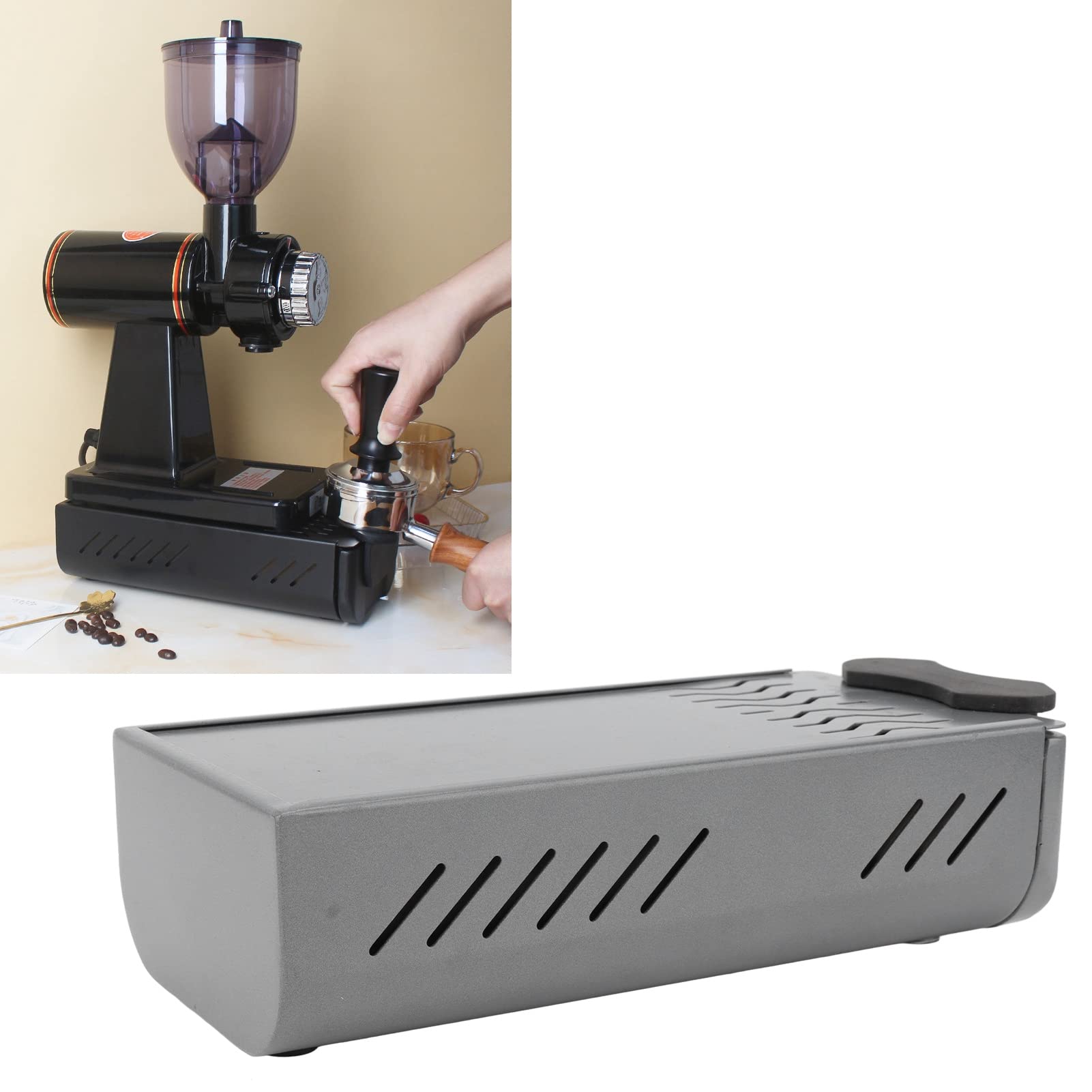 Knock Box Drawer, Coffee Ground Knock Container with Anti Slip Feet Stainless Steel Detachable Drawer for Cafe, Home Kitchen, Office (Grey)