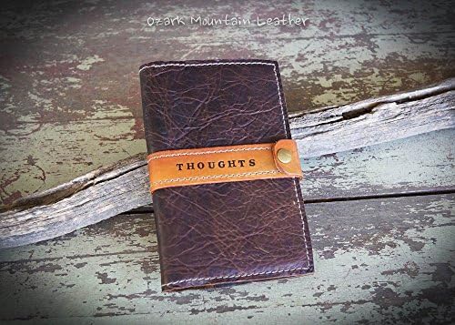 Customizable Leather Journal Cover with snap closure and lined Journal