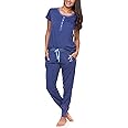 U.S. Polo Assn. Womens Pajama Set with Pockets - Short Sleeve Shirt and Pajama Pants Pj Set