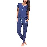 U.S. Polo Assn. Womens Pajama Set with Pockets - Short Sleeve Shirt and Pajama Pants Pj Set