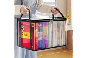 Large Clear Plastic Storage Box with Lid, Stackable Organizer Bin for Home & Office, Heavy Duty Container for Clothes, Books,