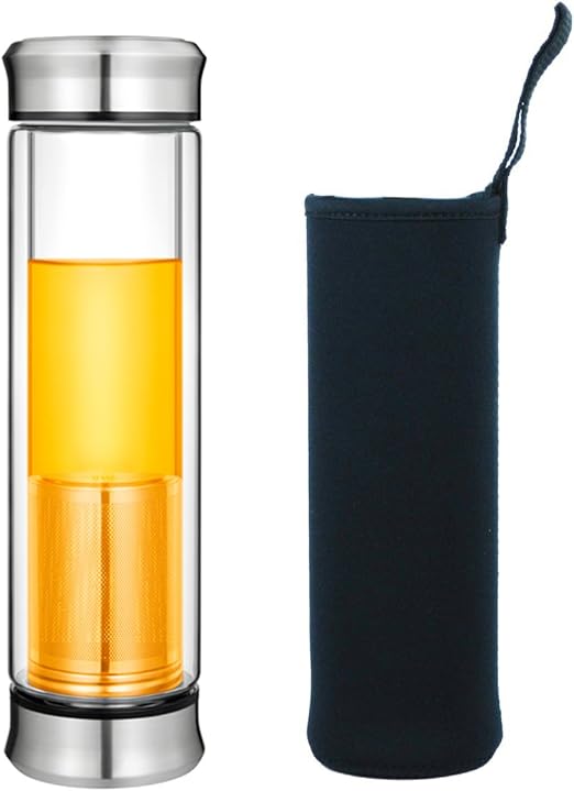 Botella Cristal Té Vidrio Agua Infusión Tetera Té Viajera Bpa free