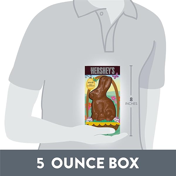 HERSHEY’S SOLID MILK CHOCOLATE BUNNY, EASTER CANDY GIFT BOX, 5 OZ