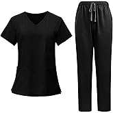 Scrub Sets for Woman 2025 Essential Womens Scrubs Set Stretch V-Neck Tops & Cargo Pant Quick Drying Nurse Uniform