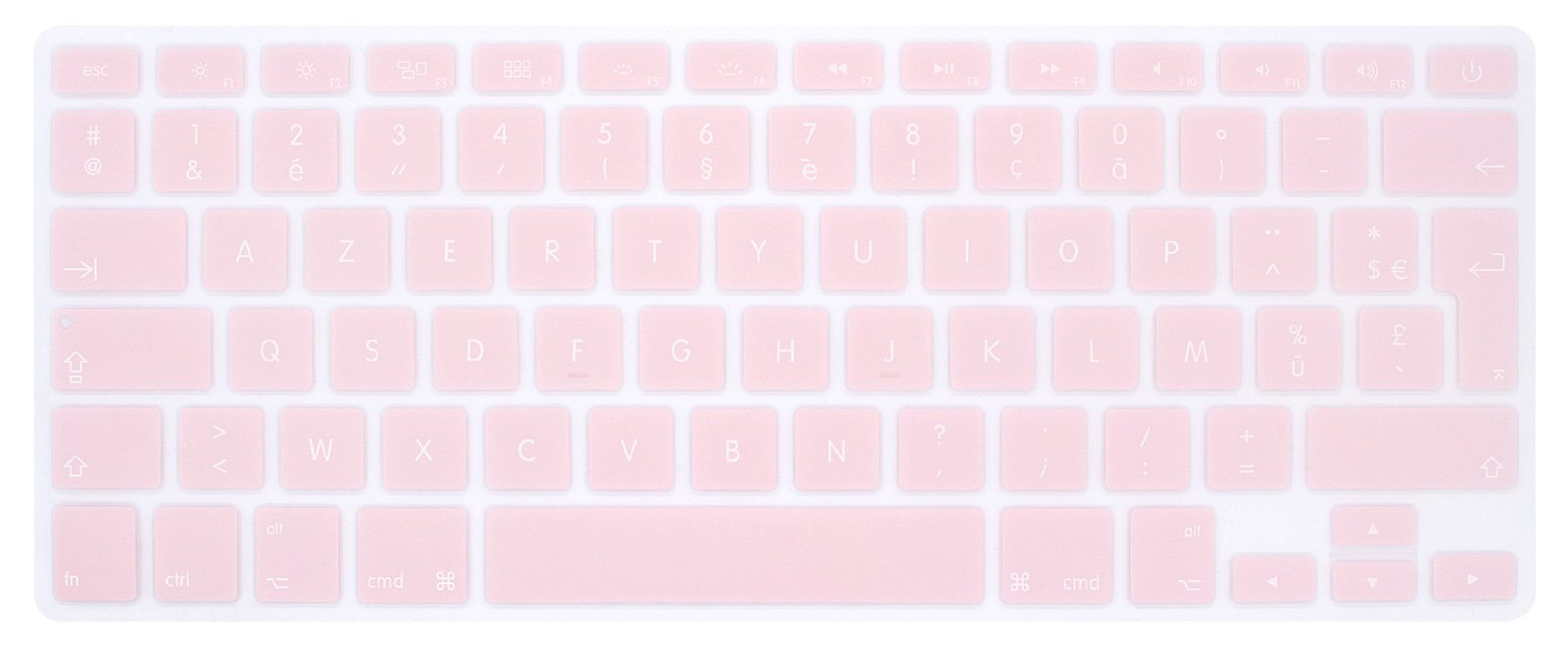MMDW EU/UK French AZERTY Language Keyboard Cover for Macbook Pro 13 Inch,15 Inch(with or without Retina Display,2015 or Older Version) Old Air 13 Inch European/ISO Keyboard Silicone Skin-New Pink