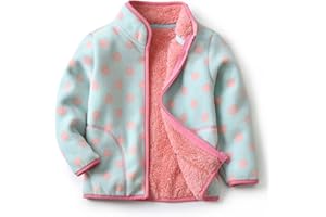 YUHANWOO Kids Printed Polar Fleece Jacket Toddler Baby Boys Girls Autumn Winter Warm Sherpa Lining Outerwear Soft Lightweight