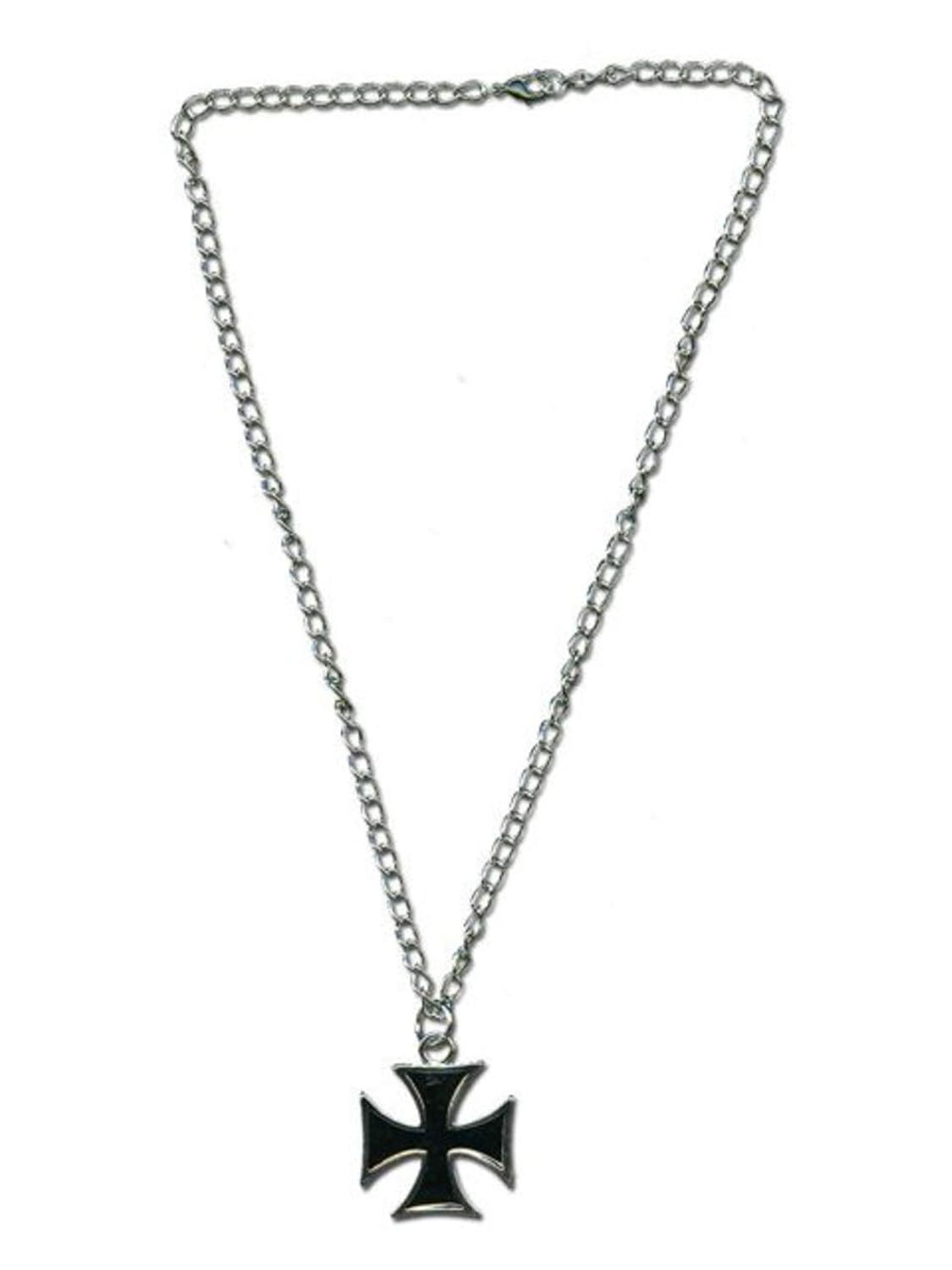 Silver Necklace With Black Iron Cross Necklace Silver with Black Iron