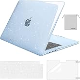 MOSISO Compatible with MacBook Air 13 inch Case 2026 2025 2024 2023 2022 M4 A3240 M3 A3113 M2 A2681, Sparkly Glitter Hard Shell&Keyboard Cover&Screen Film&Pouch for MacBook Air 13.6 inch, Sky Blue