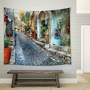 Charming Streets of French Villages - Fabric Wall Tapestry Home Decor - 51x60 inches