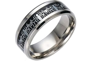 SPING JEWELRY Spiderman Ring Groove Inlay Titanium Stainless Steel Silver Promise Ring Band