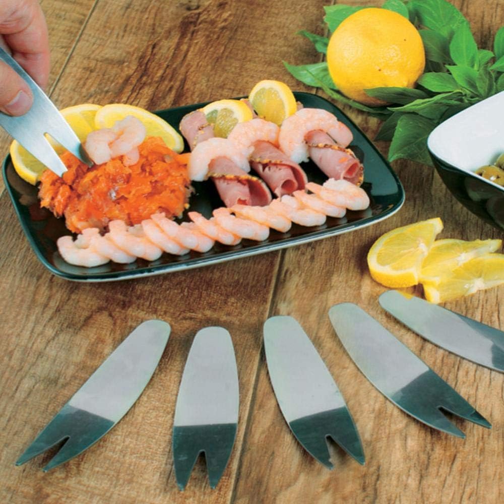 Jean-Patrique Stainless Steel Cocktail and Appetiser Forks 6 Peice Set, Silver - Image 3