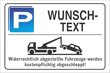 Parkplatzschild - WUNSCH-TEXT - Alu-Dibond 300x200 mm