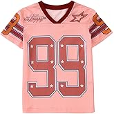 MODNTOGA Boy Girl Baseball Outfit 99 Star Graphic T-Shirt Be Happy Letter Print Short Sleeve Summer Tops V Neck Holiday Shirt