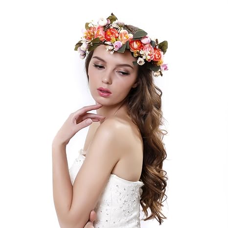 Ever Fairy® Blumenkrone, Stirnband mit verstellbarem Band für Frauen oder Mädchen als Haarschmuck