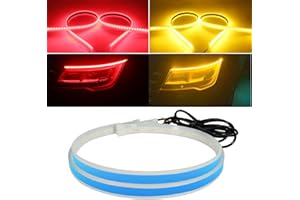 KEIUROT Led Light Strips for Cars Headlight Led Strip Tail Light Brake Light Turn Signal Bulb DRL Sequential Switchback Led Strip Amber/Yellow & Red (2Pcs 30CM/12Inch)