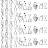 PH PandaHall 10 Styles Brass Pinch Bails, 60pcs Platinum Pendant Bails Ice Pick Pinch Clip Bail Clasp Dangle Charm Clasp for Necklace Jewelry DIY Craft Making, Pin: 0.8~1mm
