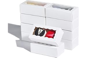 100PCS 4.17 x 2.16 x 1.37 Inches White Macaron Gift Boxes for 2, Chocolate Covered Ores Boxes, Macaron Packaging for Wedding,