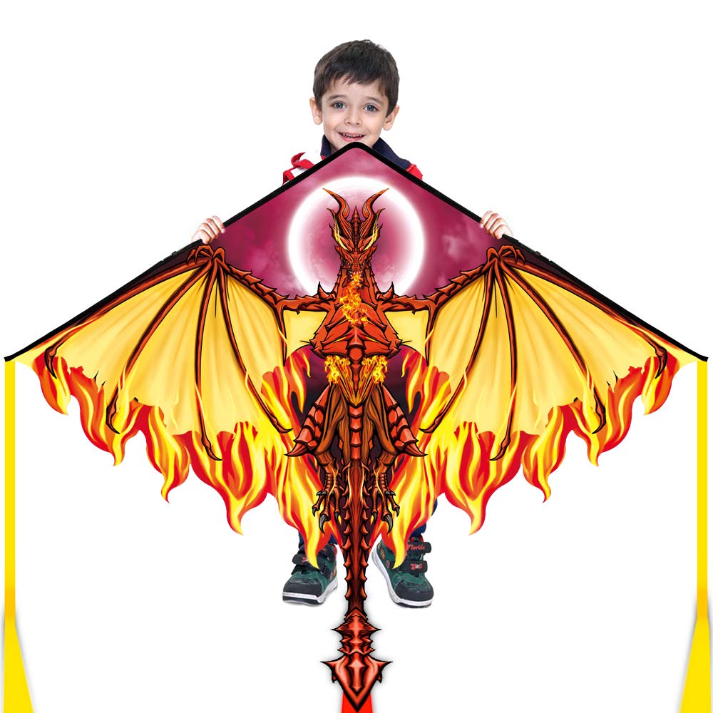 Dragon Kite for Children Adults, Easy to Fly Best Delta Beach Kite, 300ft Kite String Included