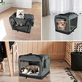 VOUNOT Pet Carrier Bag Portable Foldable Dog Cat Travel Carrier 3 Doors Grey view 6