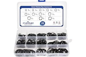 Snap Ring Assortment Kit External Circlip Snap Retaining Clip Rings,Carbon Steel C-Clips External Retaining Ring Shop Set,220