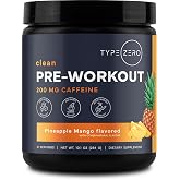 Type Zero Clean Pre Workout Powder (Pineapple Mango) 21 Servings | 200mg Natural Caffeine, L-Citrulline Malate, Beta Alanine, Alpha GPC, Huperzine A, Himalayan Salt, Sugar Free